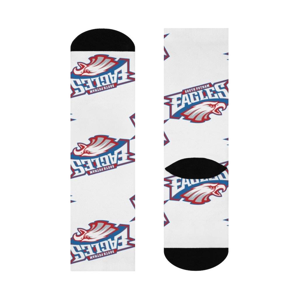 South Putnam HS Eagles - Crew Socks - large SP eagles on white - EdgyHaute