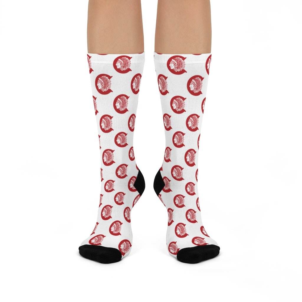 Carlisle MS Indians - Crew Socks - red on white - EdgyHaute