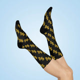 South Vermillion HS Wildcats - Crew Socks - gold on black - EdgyHaute