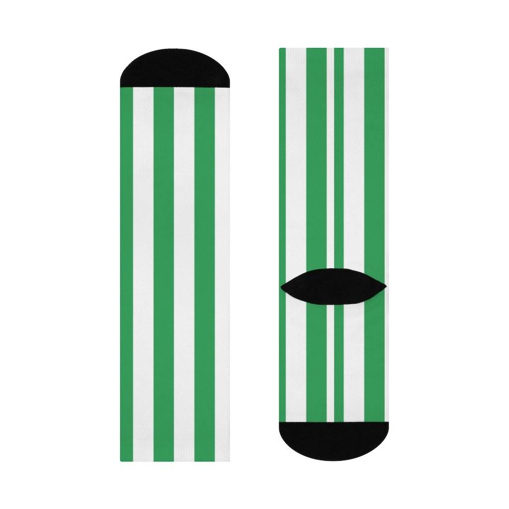 Cloverdale HS Clovers - Crew Socks - green and white stripes - EdgyHaute