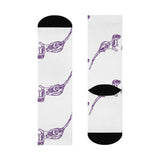 Otter Creek MS Otters - Crew Socks - large otter purple on white - EdgyHaute