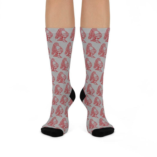 Woodrow Wilson MS Warriors - Crew Socks - red on gray - EdgyHaute