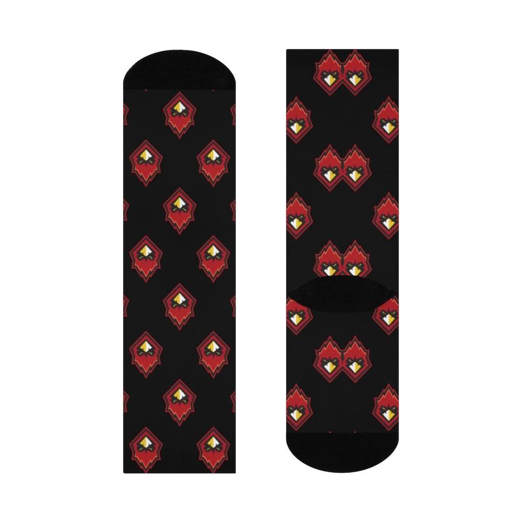 Chrisman HS Cardinals - Crew Socks - cardinal on black - EdgyHaute