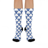 North Vermillion HS Falcons - Crew Socks - blue on white - EdgyHaute