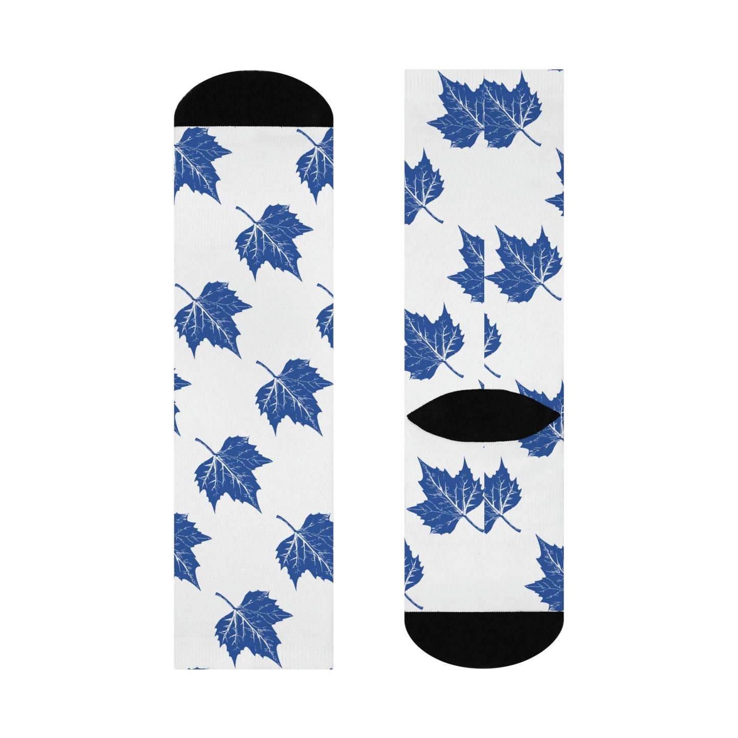 State High School Sycamores (ISU Laboratory School) - Crew Socks - small leaf blue on white - EdgyHaute