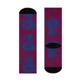 Riverton Parke HS Panthers - Crew Socks - large RP navy on maroon - EdgyHaute