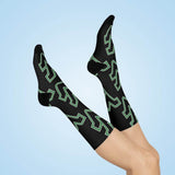 West Vigo HS Vikings - Crew Socks - WV green on black - EdgyHaute