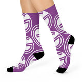 Garfield Purple Eagles - Crew Socks - large center-court G on purple - EdgyHaute