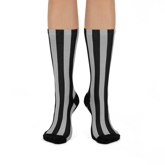 Parke Heritage HS Wolves - Crew Socks - black and gray stripes - EdgyHaute