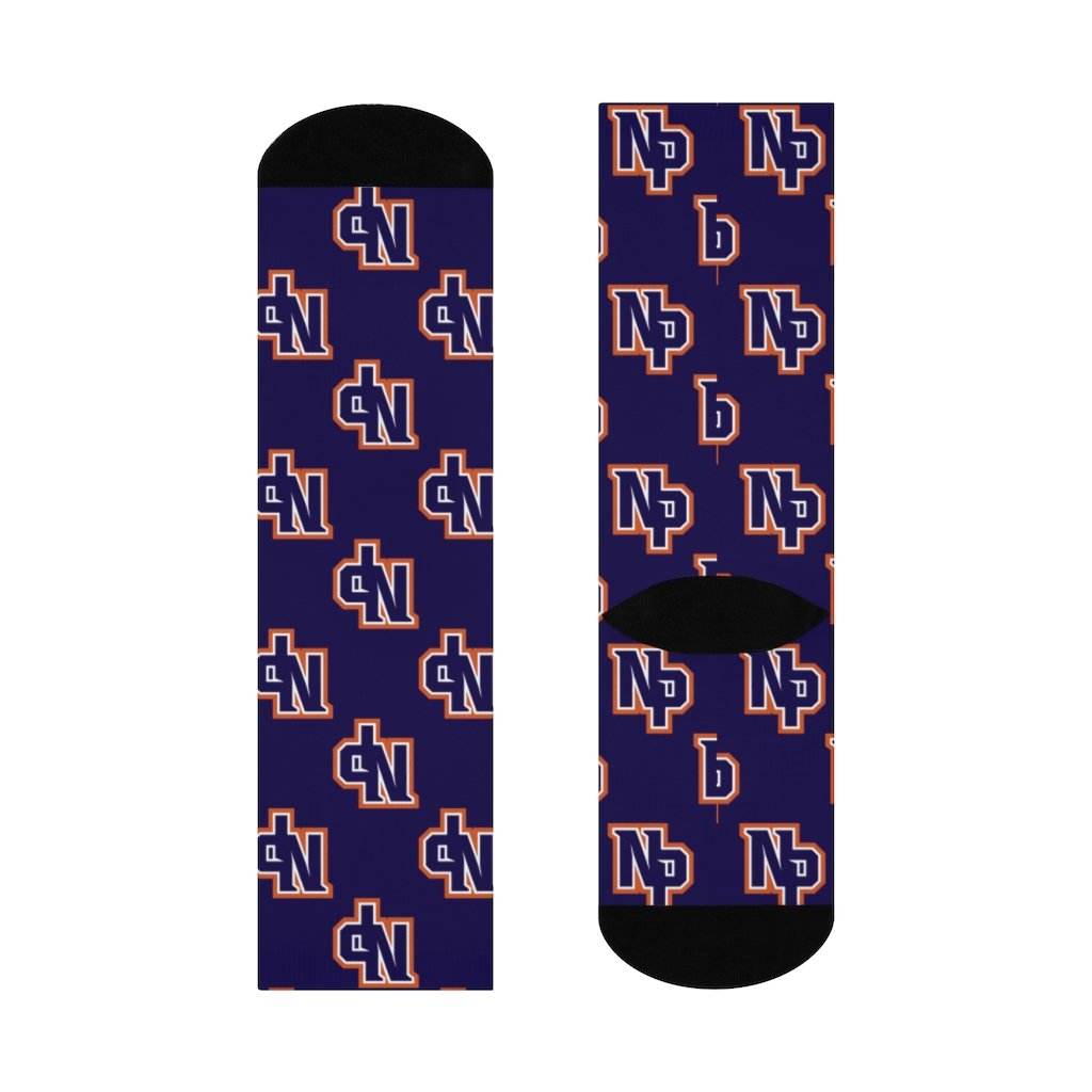 North Putnam HS Cougars - Crew Socks - NP navy on navy - EdgyHaute