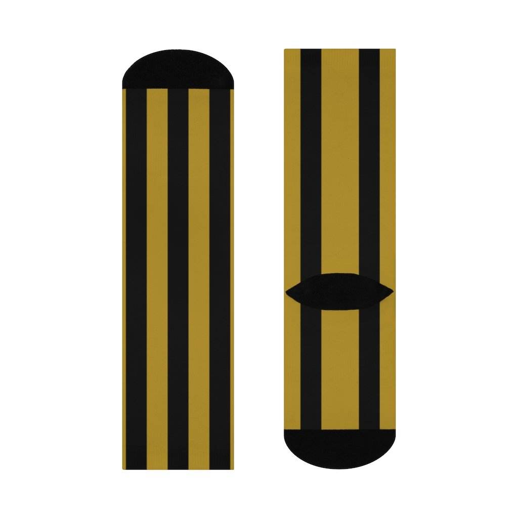 South Vermillion HS Wildcats - Crew Socks - black and gold stripes - EdgyHaute