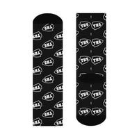 Terre Haute South HS Braves - Crew Socks - white on black - EdgyHaute