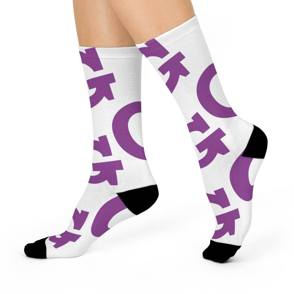 Garfield Purple Eagles - Crew Socks - large G on white - EdgyHaute