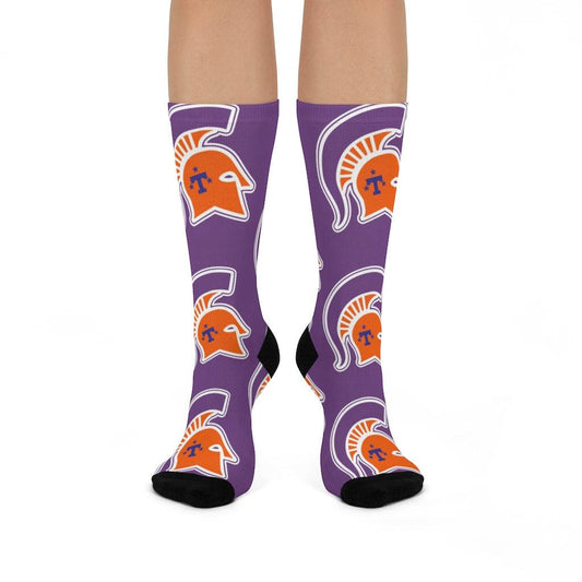 Kansas/Shiloh/Oakland Tri-County Titans - Crew Socks - large titans on purple - EdgyHaute