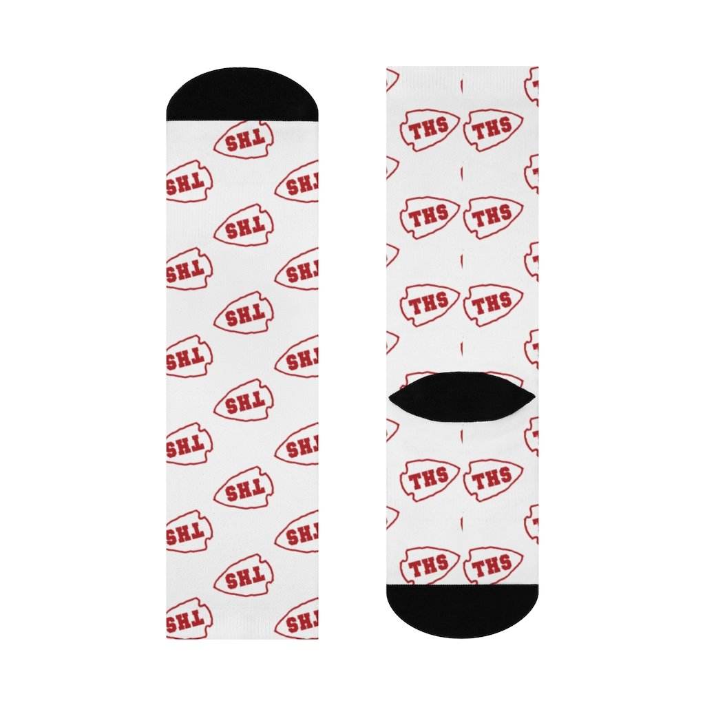 Terre Haute South HS Braves - Crew Socks - red on white - EdgyHaute
