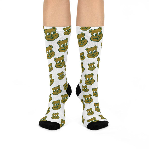 Schulte HS Golden Bears - Crew Socks - small bear on white - EdgyHaute