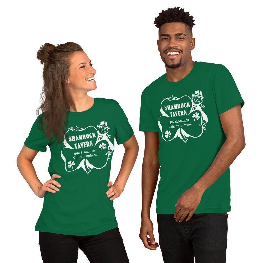 Shamrock Tavern (white) - Clinton Indiana  -  Short-Sleeve Unisex T-Shirt - EdgyHaute