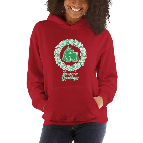 Sarah Scott MS Scotties - Season's Greetings wreath (green/white)  -  Unisex Hoodie - EdgyHaute