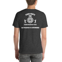 IN-Vigo Co.-Terre Haute Fire-Zombie Response Team (white) - Short-Sleeve Unisex T-Shirt - EdgyHaute