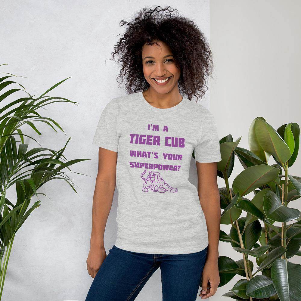 Greencastle HS Tiger Cubs - Superpower (purple)  -  Short-Sleeve Unisex T-Shirt - EdgyHaute