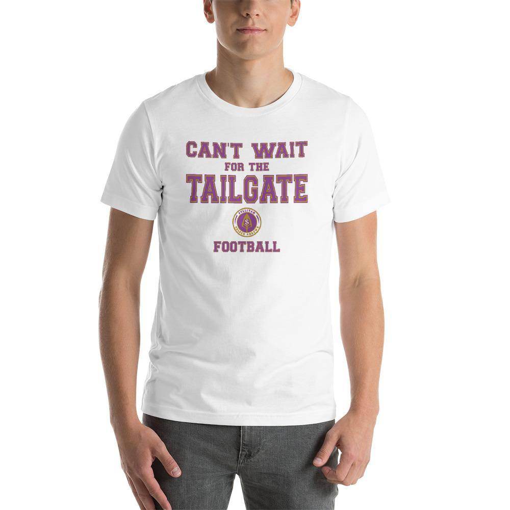 Sullivan HS Golden Arrows - Tailgate (purple/gold/white)  -  Short-Sleeve Unisex T-Shirt - EdgyHaute