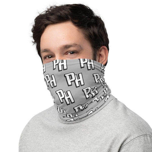 Parke Heritage HS Neck Gaiter - white on gray - EdgyHaute