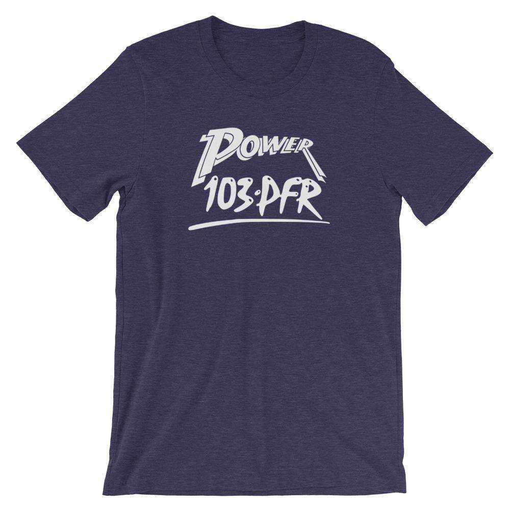 WPFR 103 - Power 103 (white) - Terre Haute Indiana  -  Short-Sleeve Unisex T-Shirt - EdgyHaute