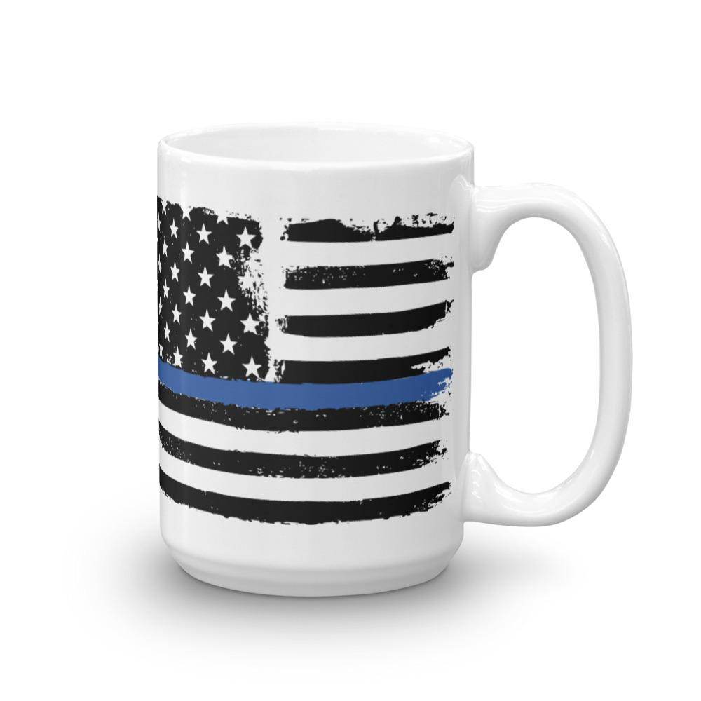 Thin Blue Line - American Flag - Law Enforcement  -  Coffee Mug - EdgyHaute