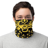 South Vermillion HS Wildcats Neck Gaiter - wildcat face - yellow on black - EdgyHaute