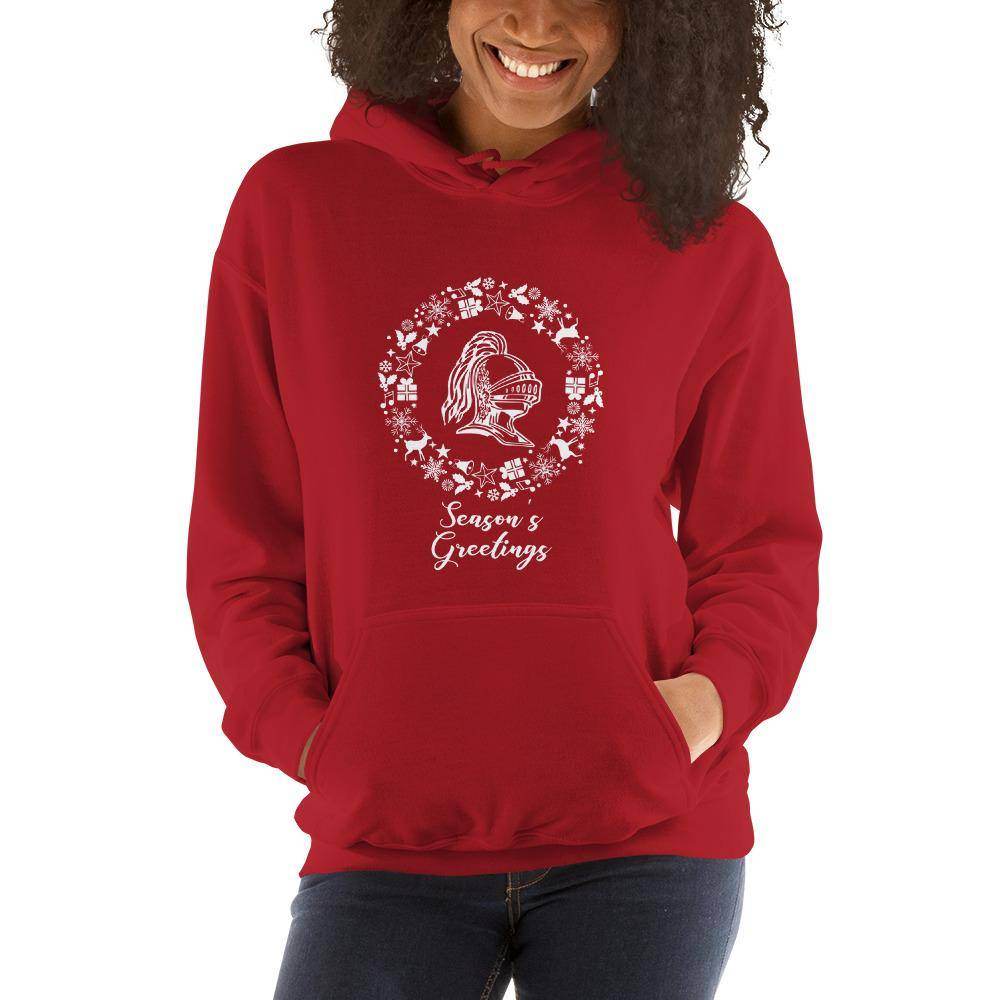 Woodrow Wilson MS Warriors - Season's Greetings wreath (white)  -  Unisex Hoodie - EdgyHaute