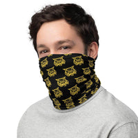 South Vermillion HS Wildcats Neck Gaiter - tiled wildcat yellow on black - EdgyHaute