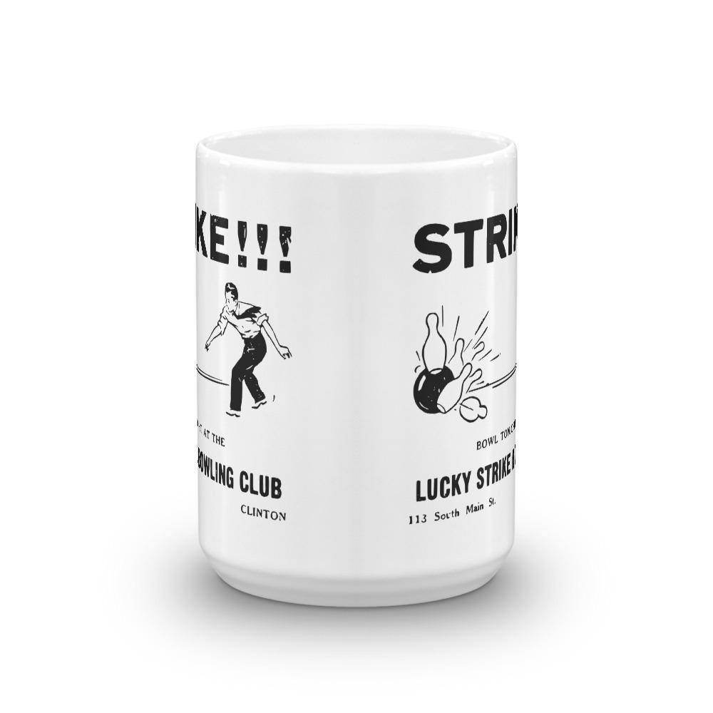 Lucky Strike Bowling - Design 2 (black) - Clinton Indiana   -  Coffee Mug - EdgyHaute