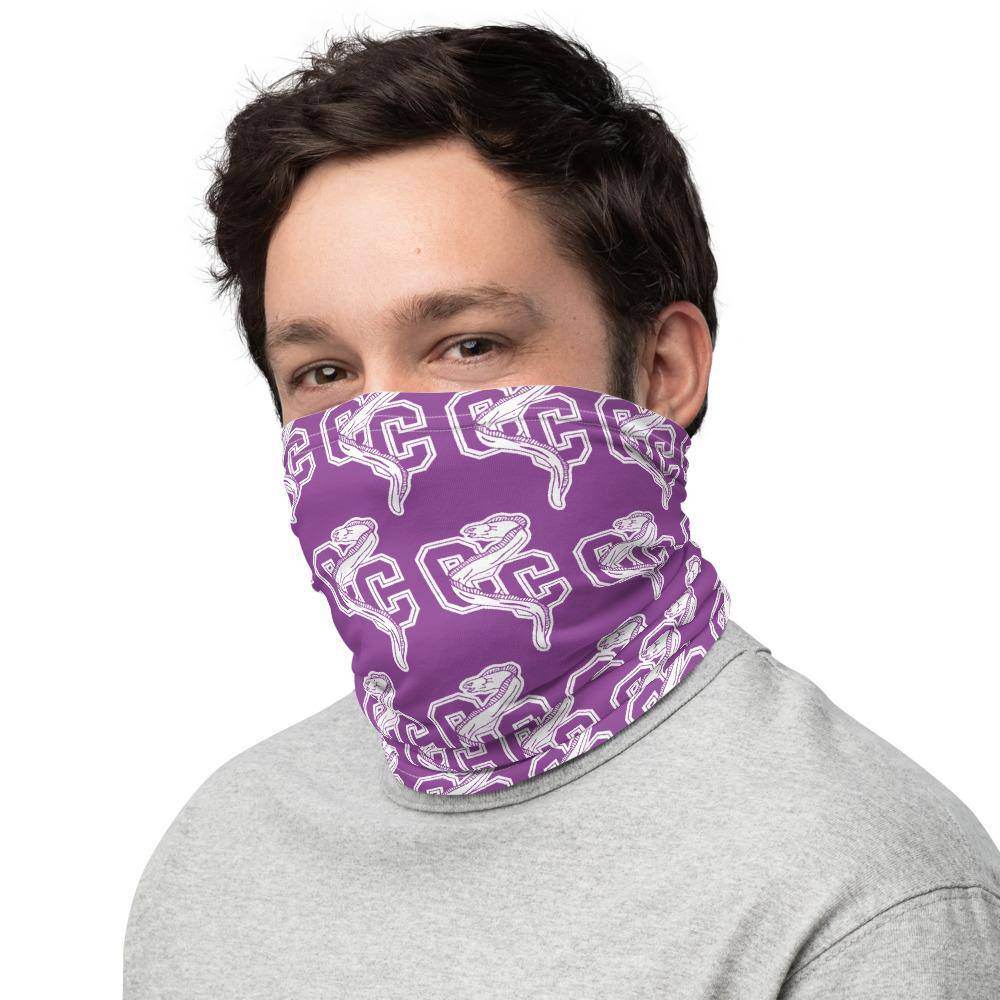 Clay City HS Neck Gaiter - white on purple - EdgyHaute