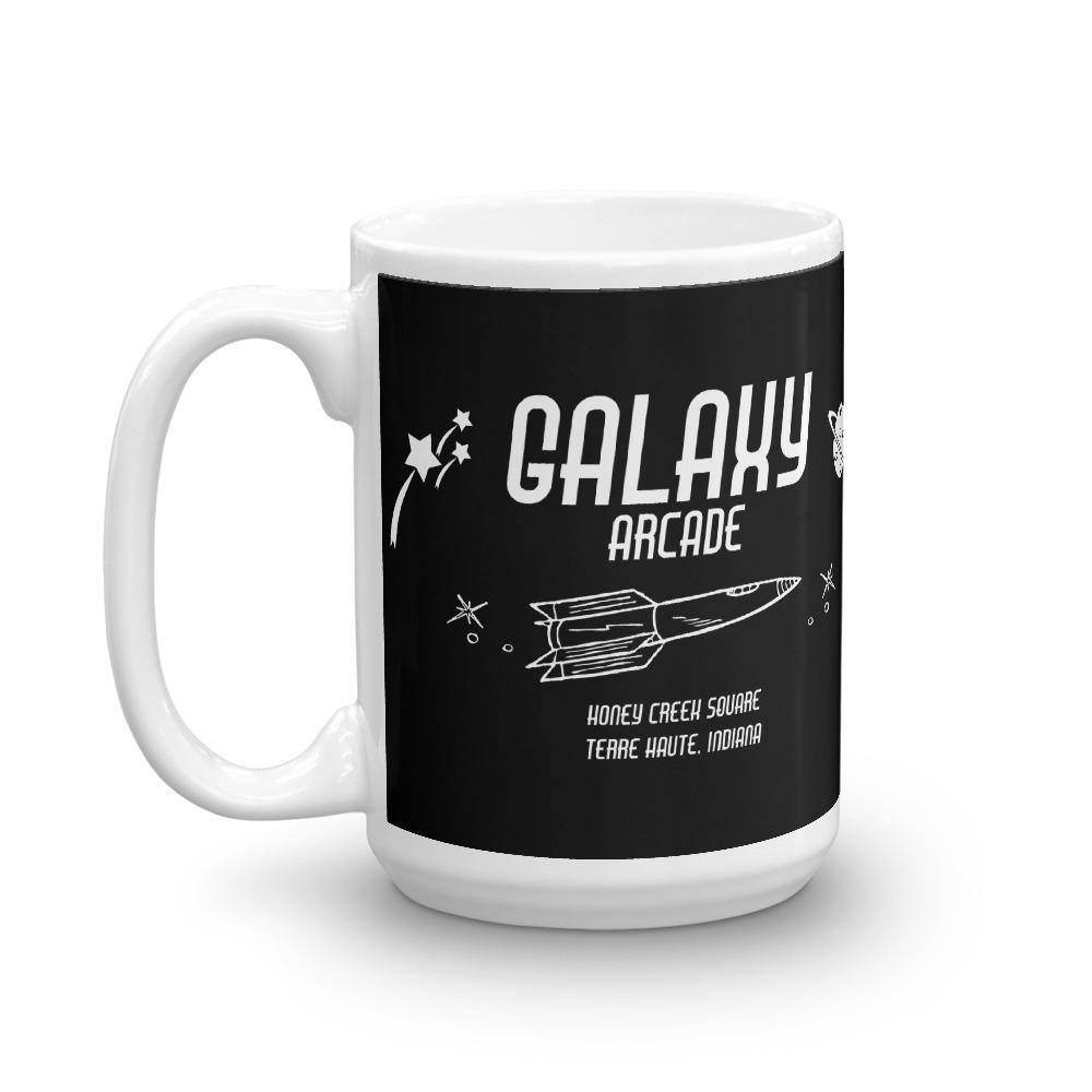 Galaxy Arcade (white on black) - Terre Haute Indiana  -  Coffee Mug - EdgyHaute