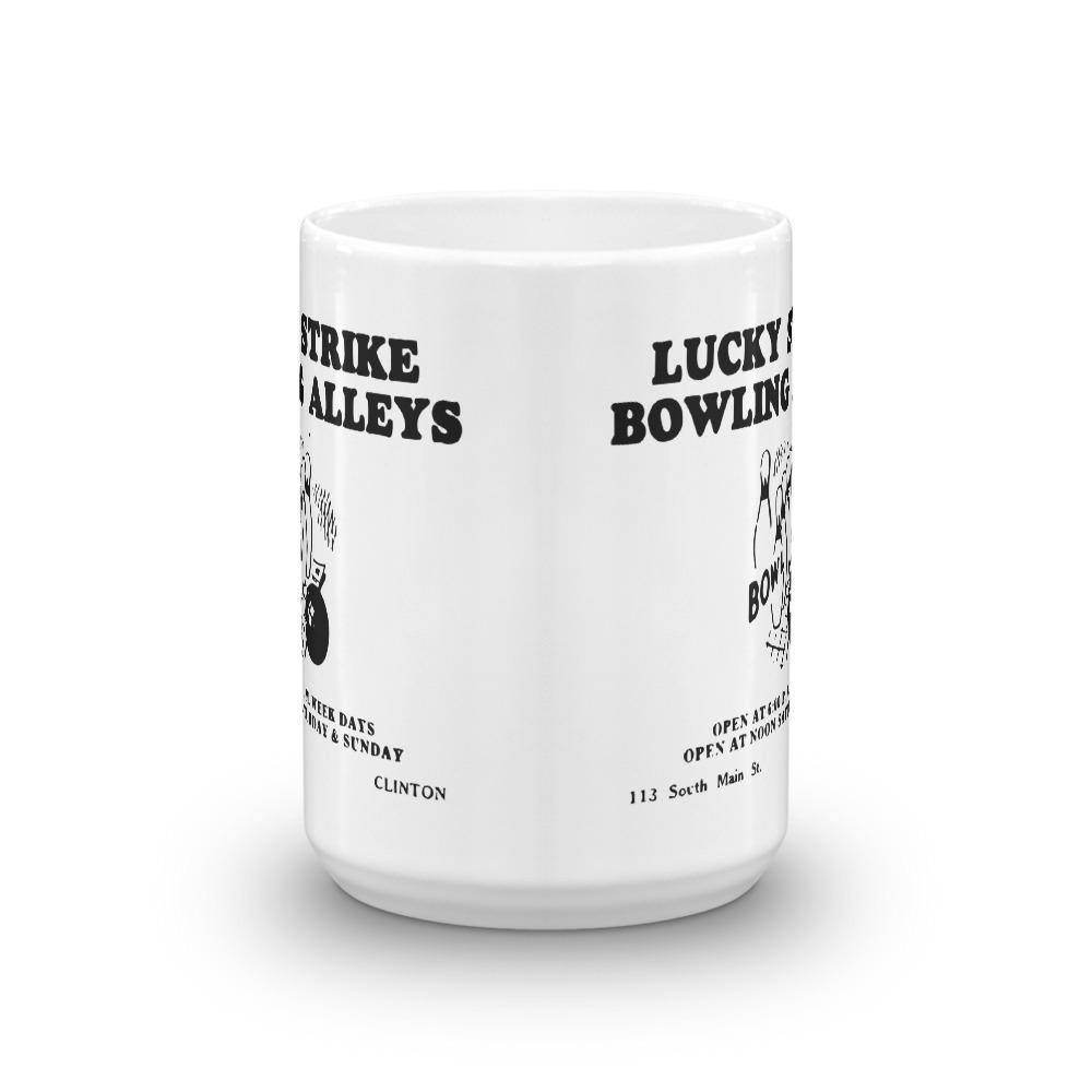 Lucky Strike Bowling - Design 1 (black) - Clinton Indiana  -  Coffee Mug - EdgyHaute