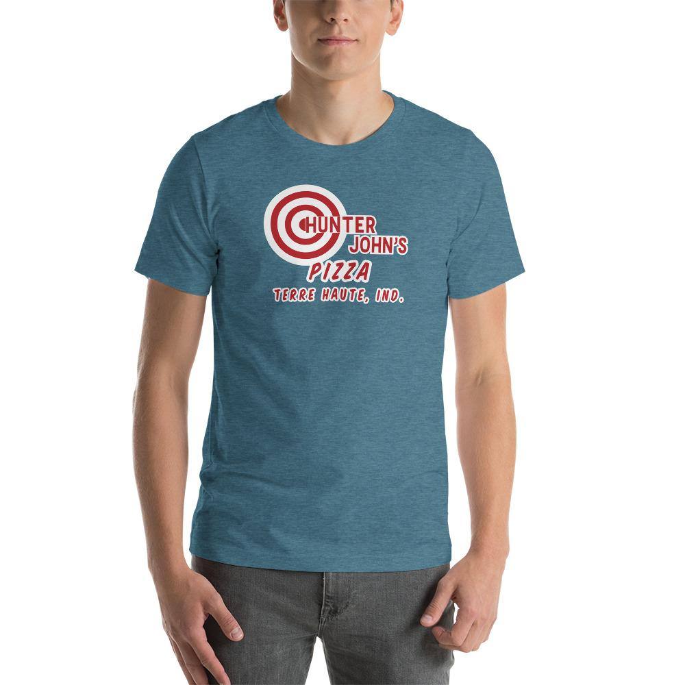 Hunter John's Pizza - ad - Terre Haute Indiana  -  Short-Sleeve Unisex T-Shirt - EdgyHaute