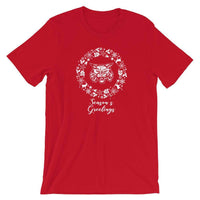 South Vermillion HS Wildcats - Season's Greetings wreath (white)  -  Short-Sleeve Unisex T-Shirt - EdgyHaute