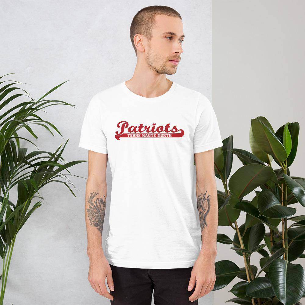 EdgyHaute Terre Haute North HS Patriots - Vintage Logo Shirt (Red) - Short-Sleeve Unisex T-Shirt Heather Midnight Navy / XL