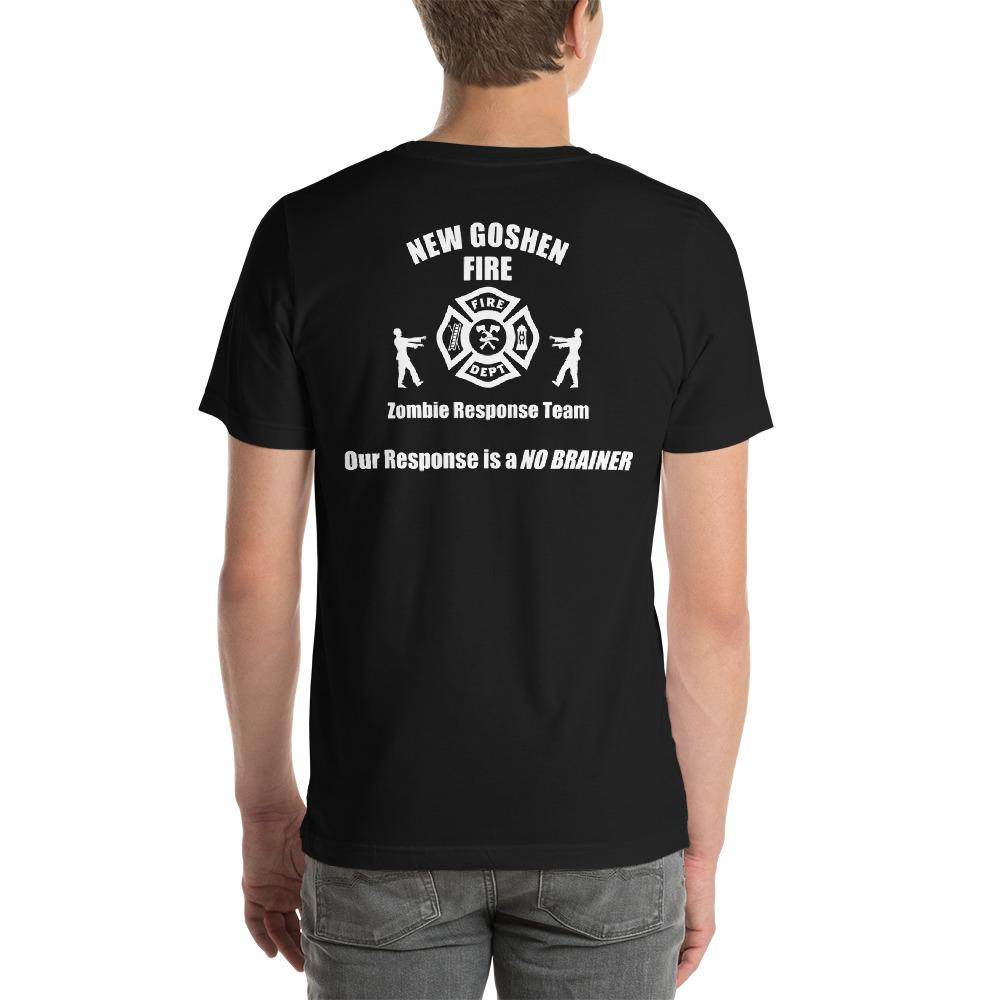 IN-Vigo County-New Goshen Fire-Zombie Response Team (white) - Short-Sleeve Unisex T-Shirt - EdgyHaute