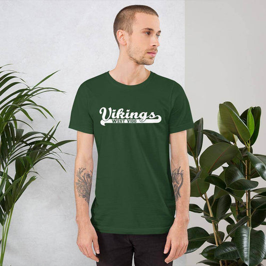 West Vigo HS Vikings - Banner (white)  -  Short-Sleeve Unisex T-Shirt - EdgyHaute