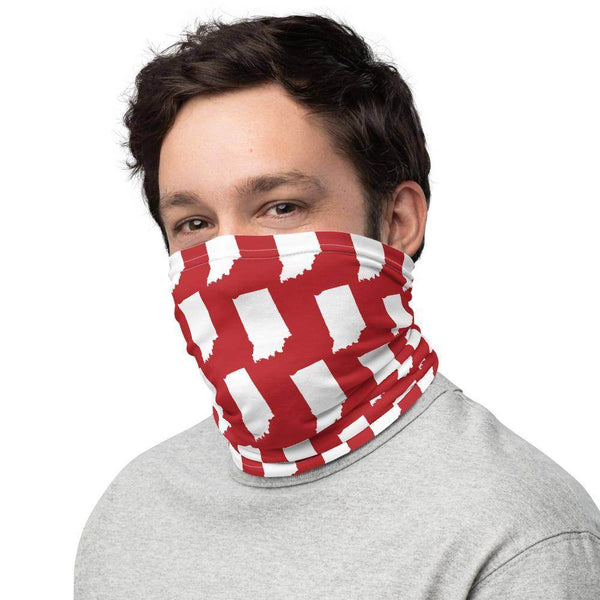 Indiana University inspired Neck Gaiter - white states on red - EdgyHaute