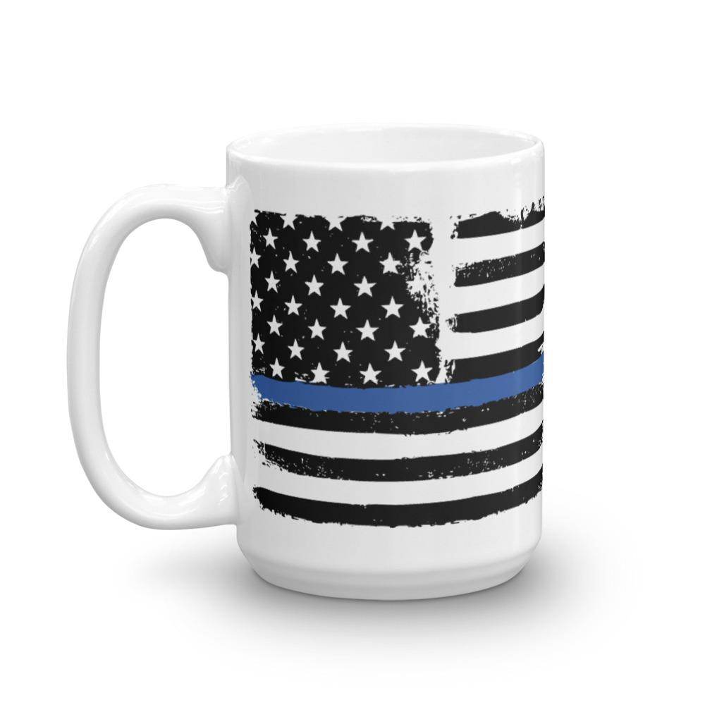 Thin Blue Line - American Flag - Law Enforcement  -  Coffee Mug - EdgyHaute