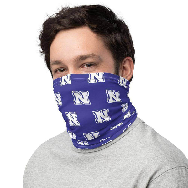 Terre Haute North HS Patriots Neck Gaiter - white on blue - EdgyHaute