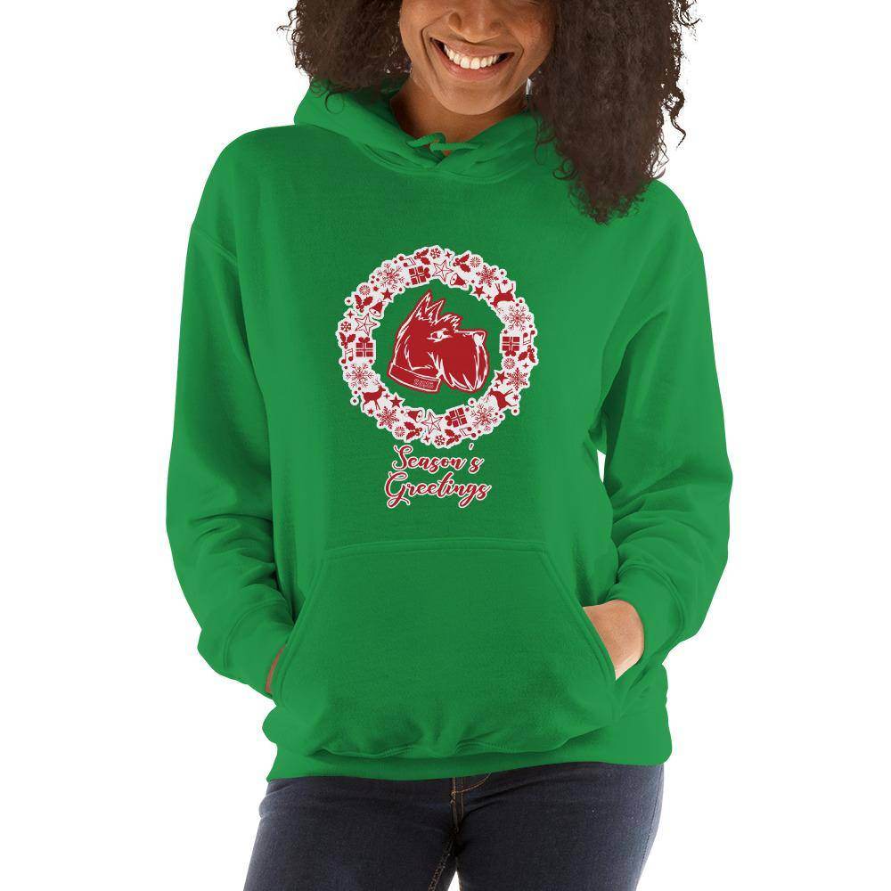 Sarah Scott MS Scotties - Season's Greetings wreath (red/white)  -  Unisex Hoodie - EdgyHaute