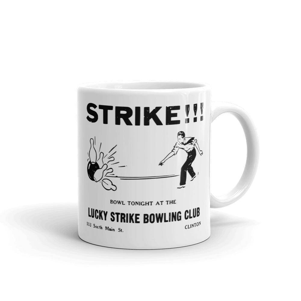 Lucky Strike Bowling - Design 2 (black) - Clinton Indiana   -  Coffee Mug - EdgyHaute