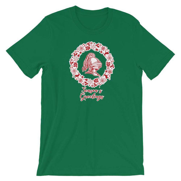 Woodrow Wilson MS Warriors - Season's Greetings wreath (red/white)  -  Short-Sleeve Unisex T-Shirt - EdgyHaute