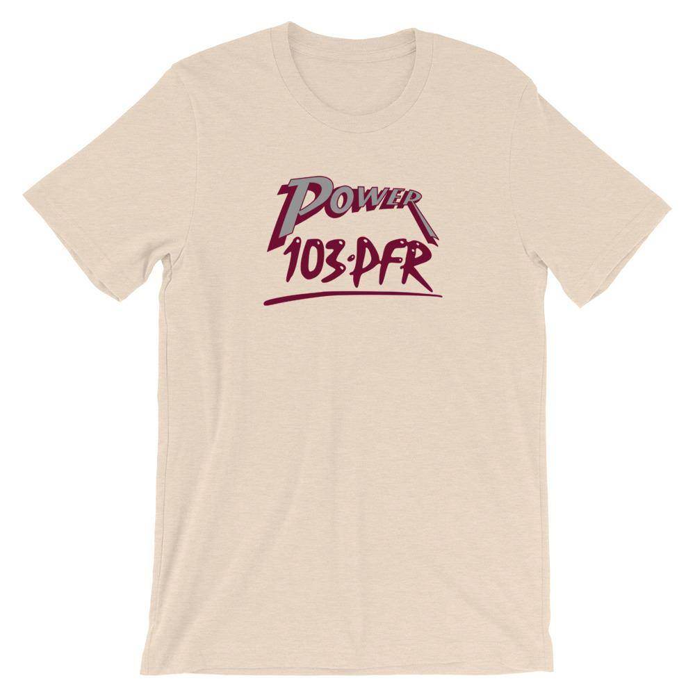 WPFR 103 - Power 103 (gray/maroon) - Terre Haute Indiana  -  Short-Sleeve Unisex T-Shirt - EdgyHaute