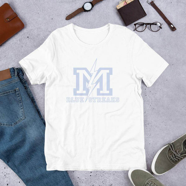 Martinsville Jr.-Sr. HS Blue Streaks - Whiteout Spirit Game - Short-Sleeve Unisex T-Shirt - EdgyHaute