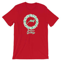 Otter Creek MS Otters - Season's Greetings wreath (green/white)  -  Short-Sleeve Unisex T-Shirt - EdgyHaute