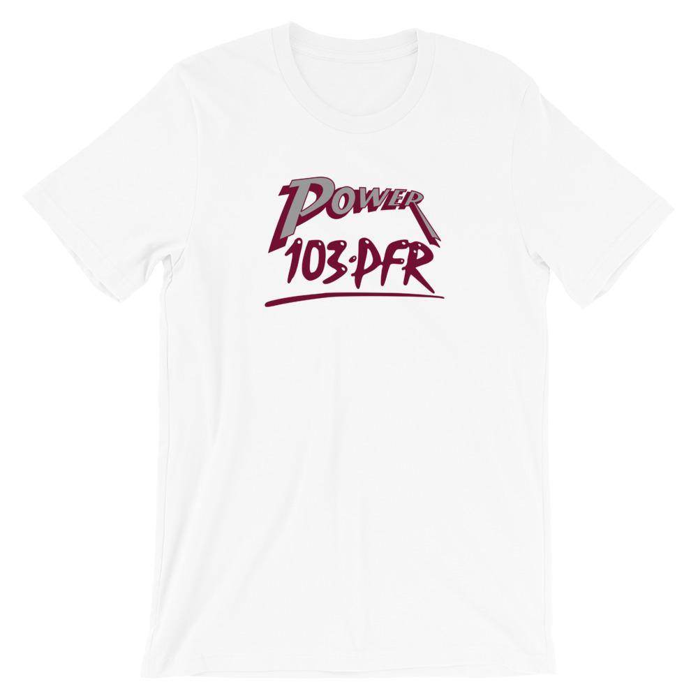 WPFR 103 - Power 103 (gray/maroon) - Terre Haute Indiana  -  Short-Sleeve Unisex T-Shirt - EdgyHaute